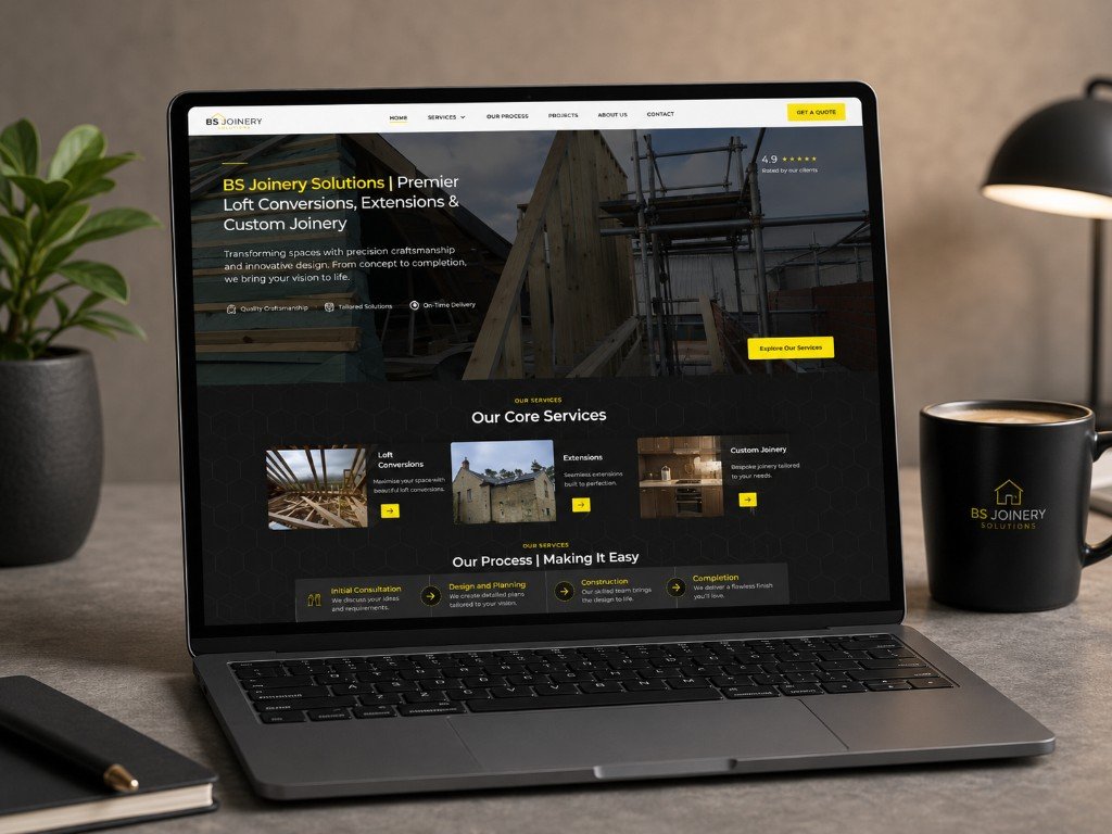 BS Joinery Solutions introduction section with kitchen interior photography