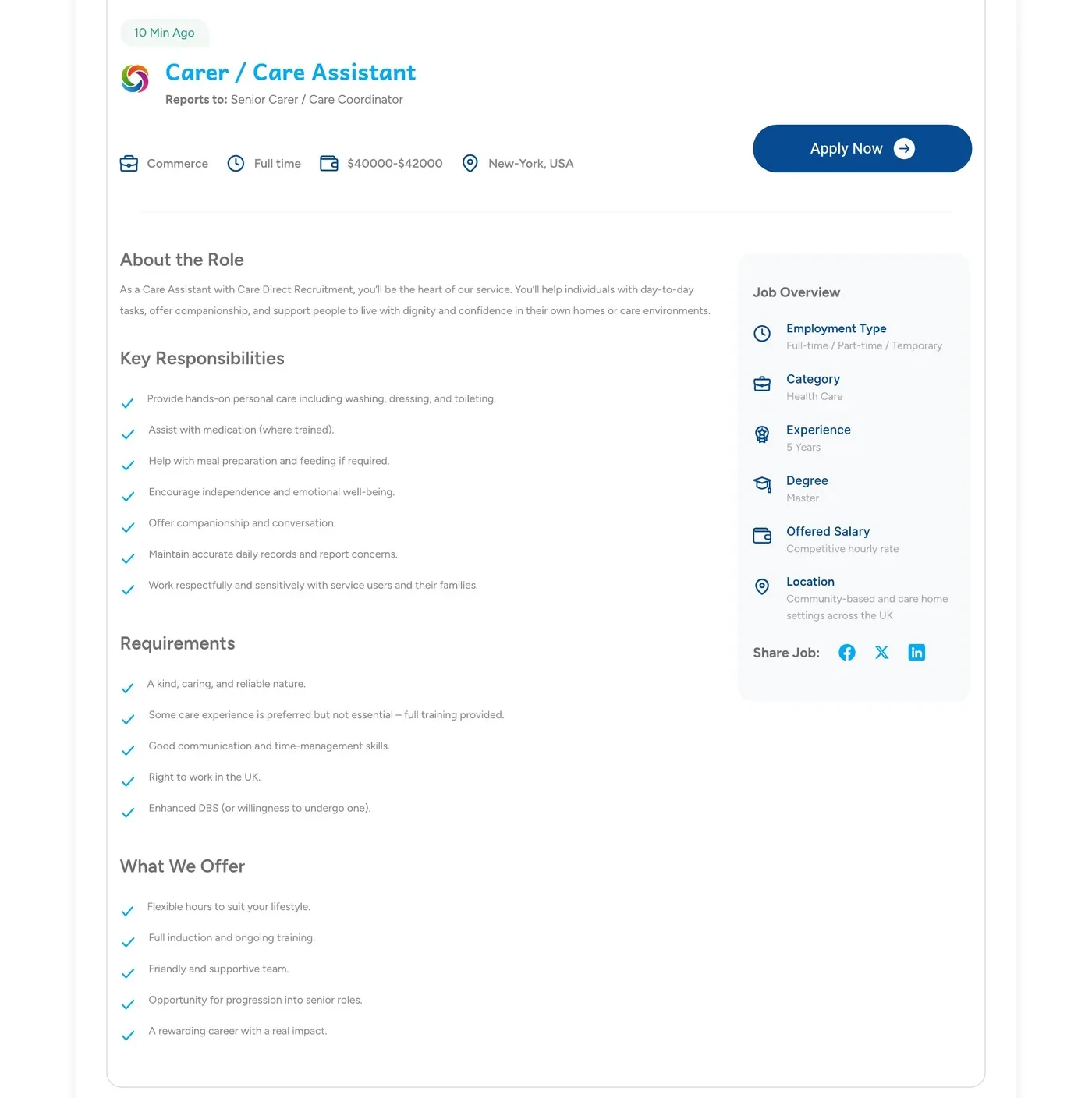 Job Detail · Carer — Part 2 of 4