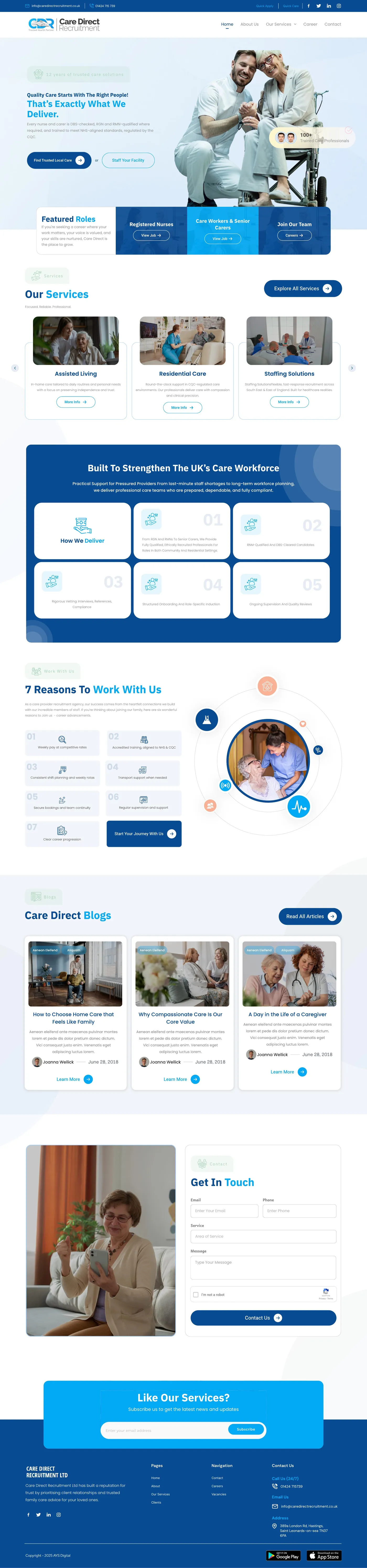 Care Direct Recruitment homepage design