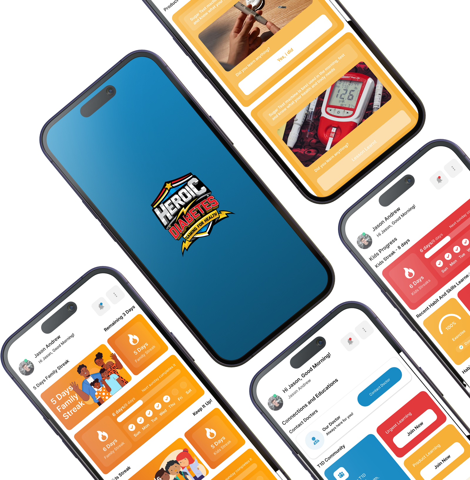 Heroic Diabetes multi-screen app showcase