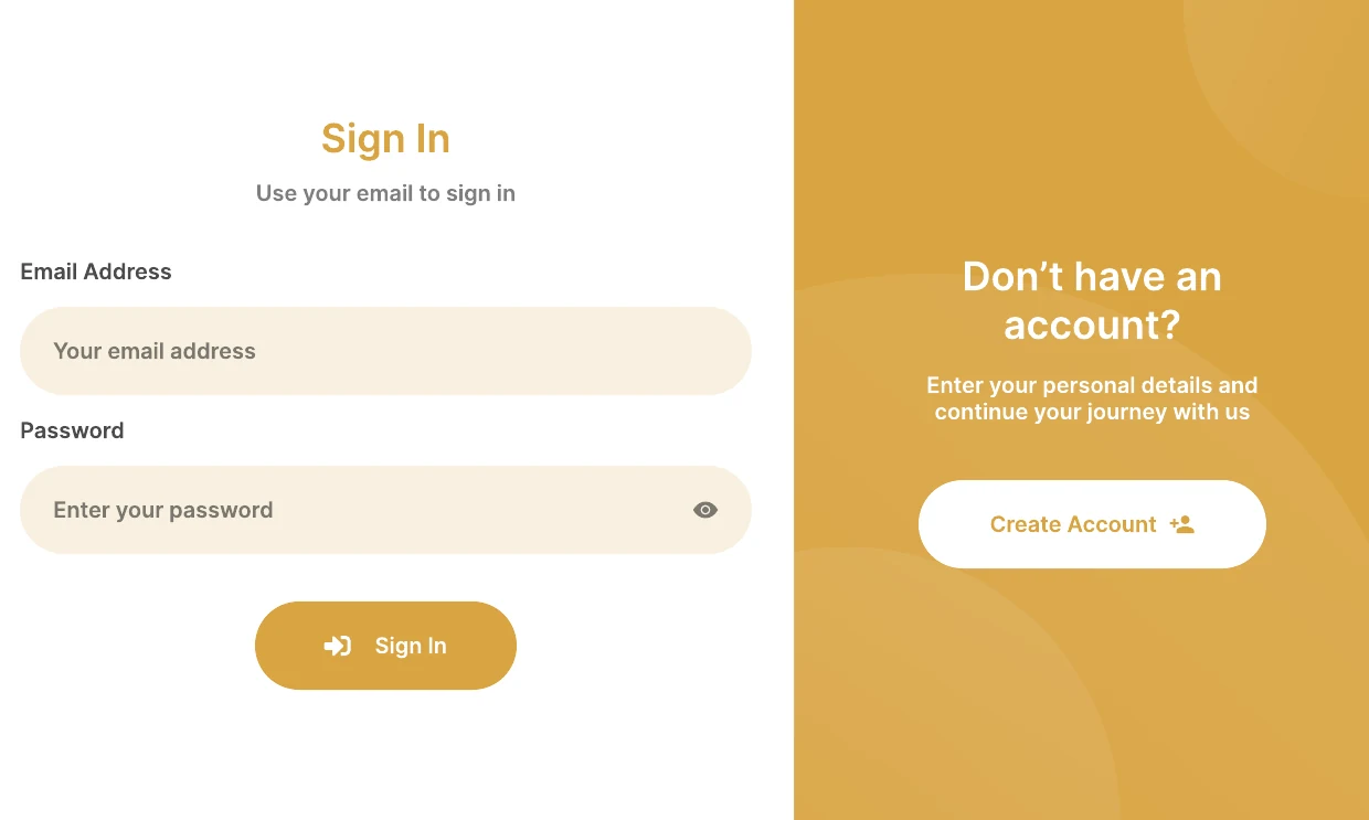 Sign in screen