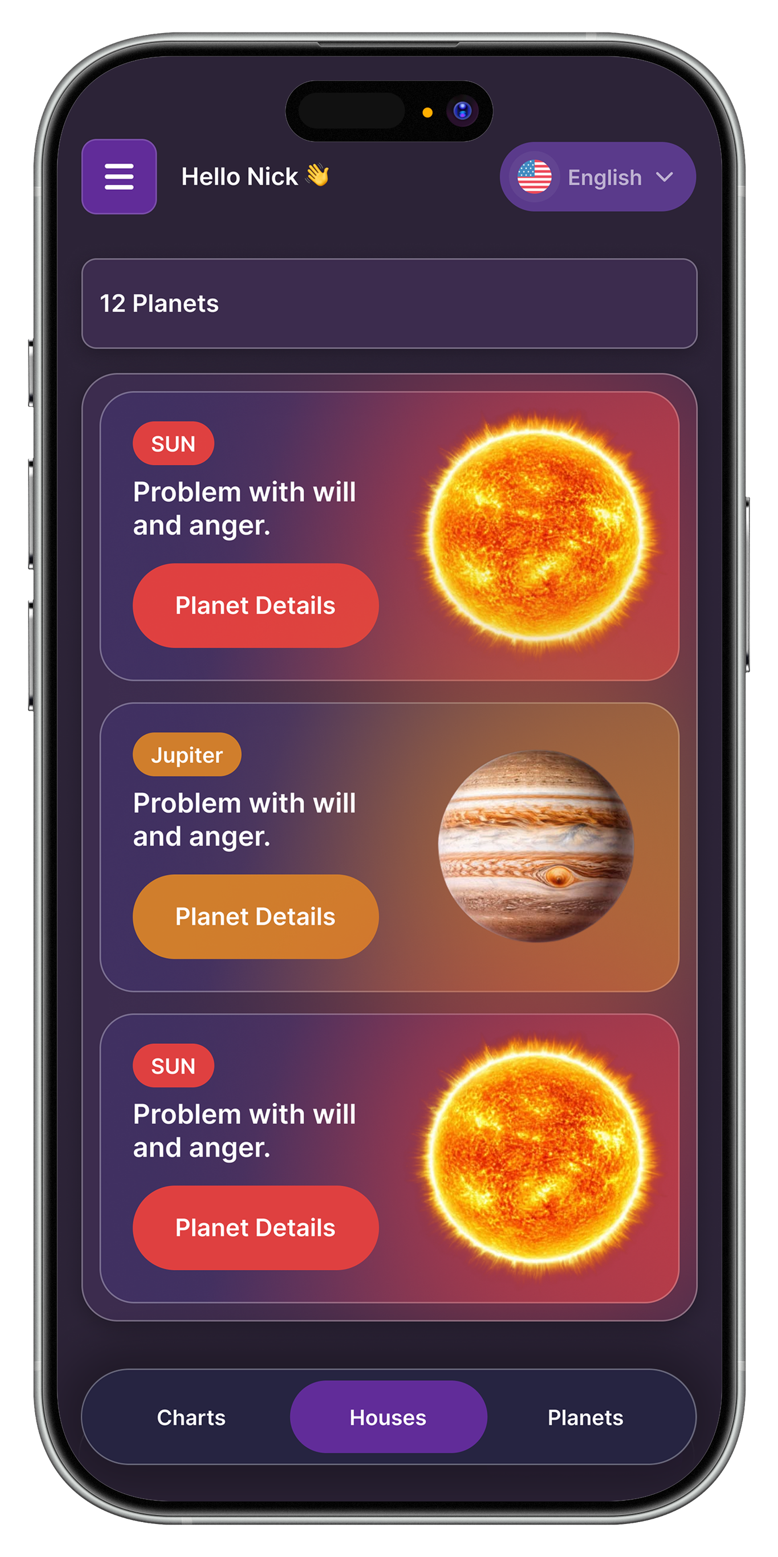Phenoe planets list screen