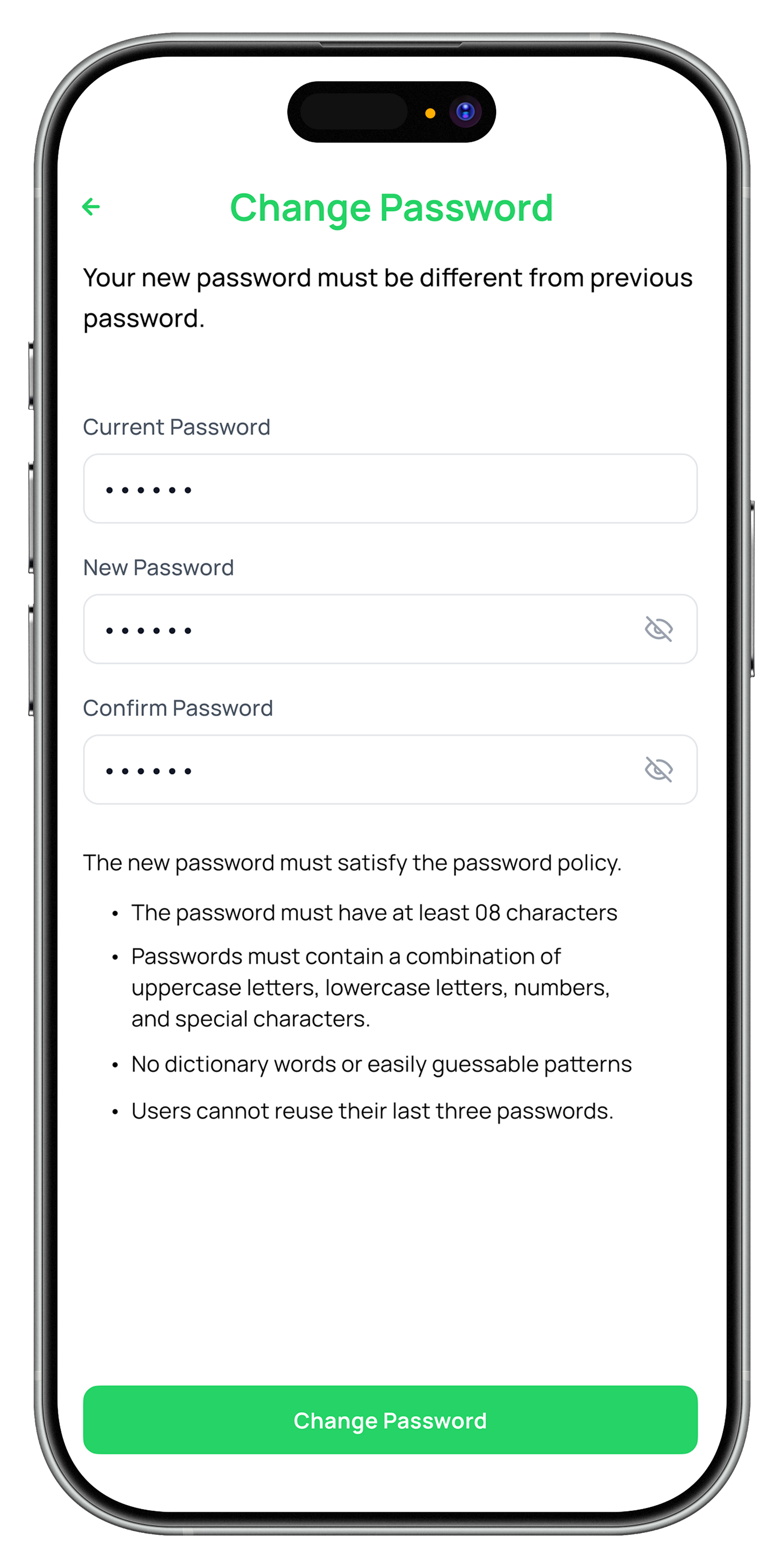 ReBox1 change password screen