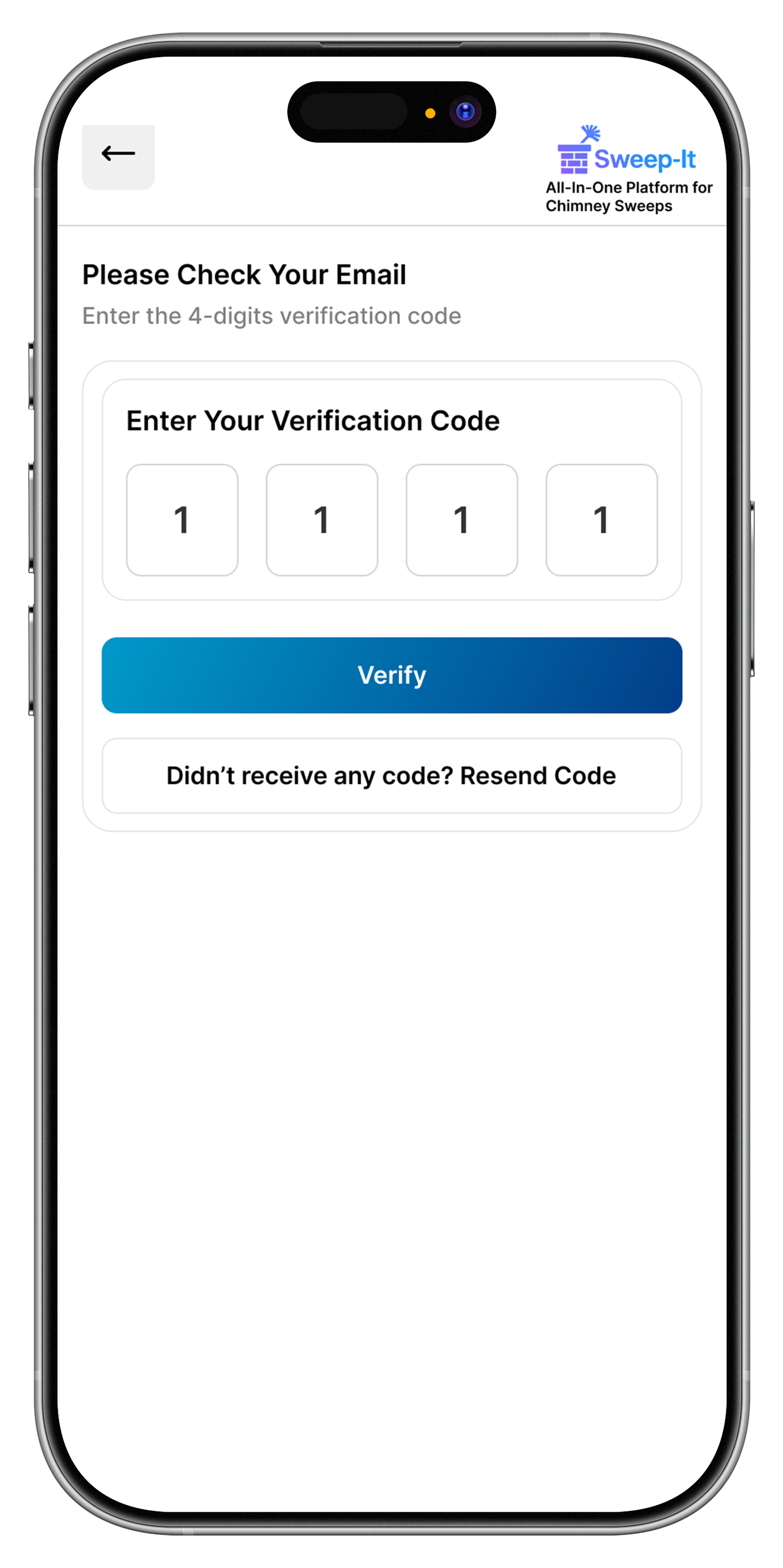 Sweep-It verification screen